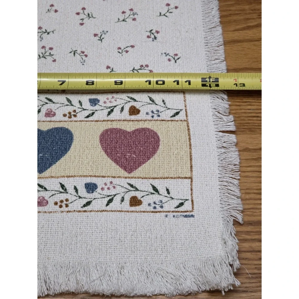 Vintage Country Hearts Woven Table Runner Cottagecore Farmhouse Decor 12